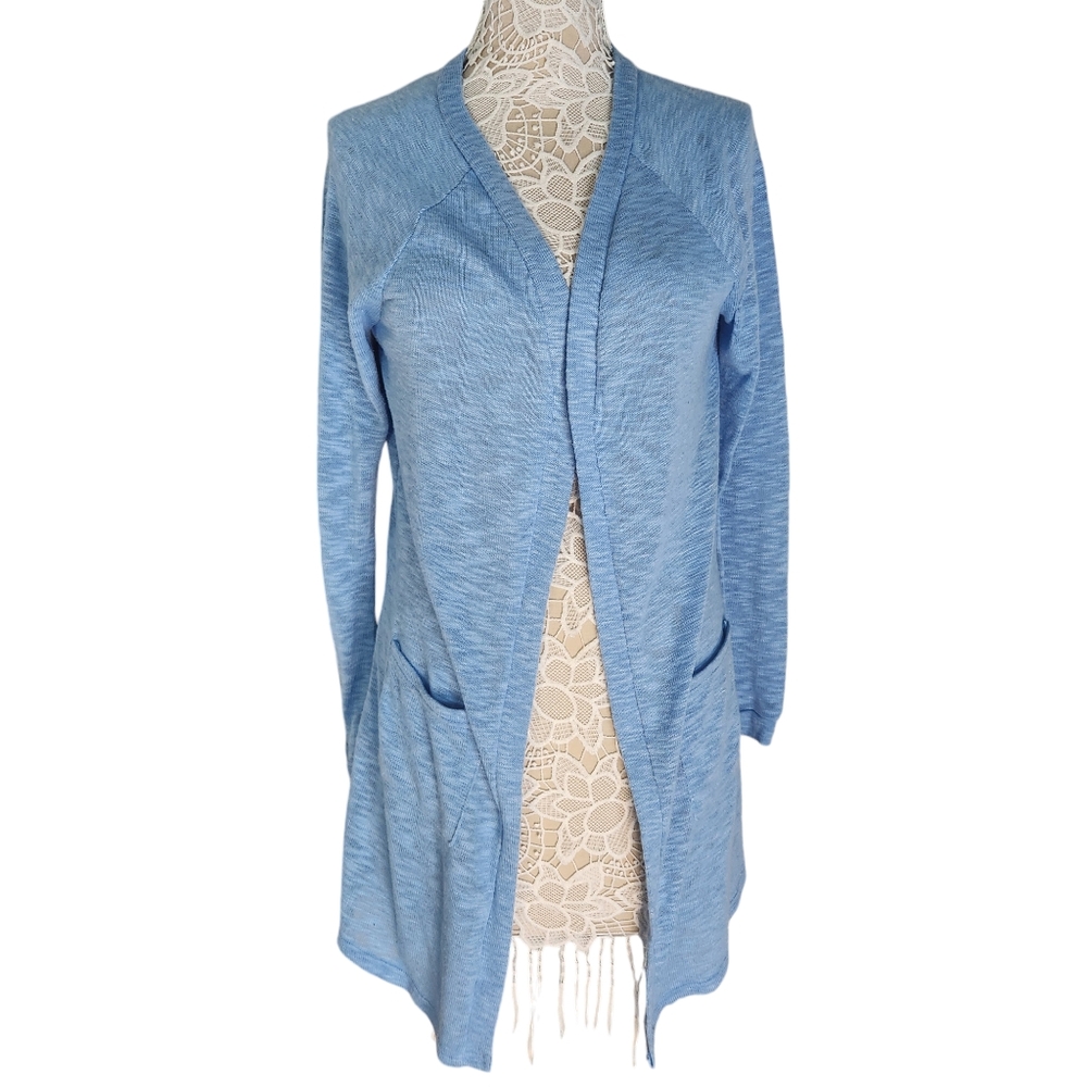 Elesol blue open front long lightweight cardigan size M